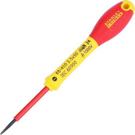 Tournevis Isolé Fendu 2,5 X 50 Mm - Lame En Acier - Sablage De L'Empreinte - Poignée Soft Grip - Liaison Quasi Incassable - Anticorrosion (1/5)