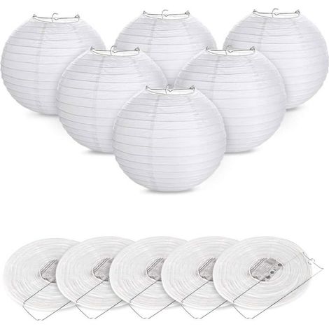 12pcs Lanterne en papier abat-jour Lampion en forme de boule blanche forme de balle(Blanc) (1/5)