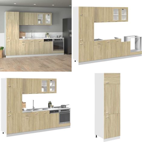Set Mobili da Cucina 8pz “Lyon” Rovere Sonoma in Truciolato - Armadio da cucina - Armadietto da cucina