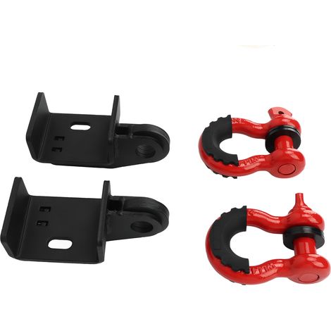 1 paire de supports de crochet de remorquage avant avec manilles de 3/4 pouce, plaque de montage de treuil en acier robuste (1/5)