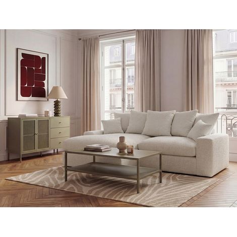 BOBOCHIC - Canapé d'angle réversible compact NEVADA tissu lisse Blanc (1/5)