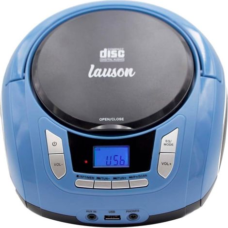 Lauson NXT963 Reproductor CD Portátil Luces LED Multicolor y Radio FM Digital y Pantalla LCD  Lector USB para Reproducir Música MP3  CD Player con Salida de Auriculares y Altavoces (Azul)