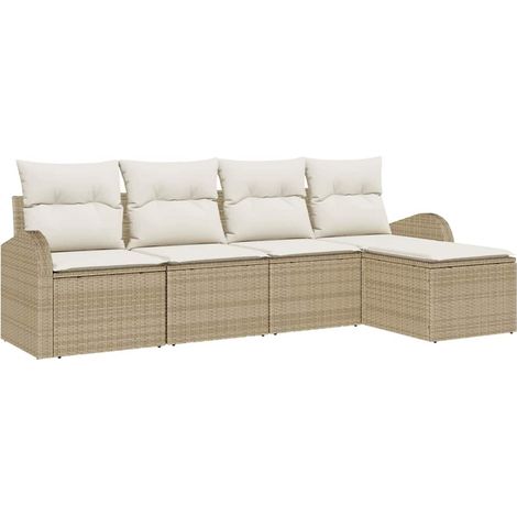 Maison Exclusive - Set di divani con cuscino 5 pcs Beige e Bianco polyrattan