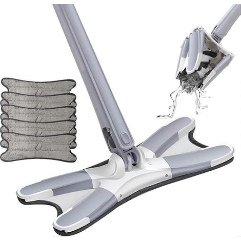 Balai papillon rotatif 360° avec 5 lingettes balai en X pour nettoyage sec et humide des murs coins interstices et vitres (1/5)