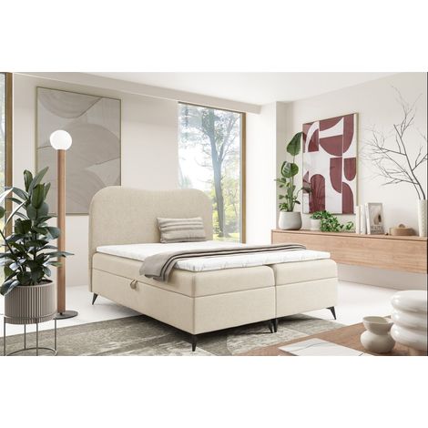Boxspringbett Schlafzimmerbett BLAIR PREMIUM 120x200cm Stoff Now or Never Creme