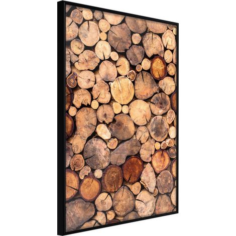 Affiche Murale Encadrée "Log Pile" 30 x 42 cm Noir