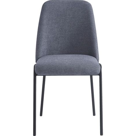 Lot 4 Chaises Salle à Manger Cali Tissu Effet Lin Anthracite Pieds Métal Noir 47x58,5x86,5cm (1/5)