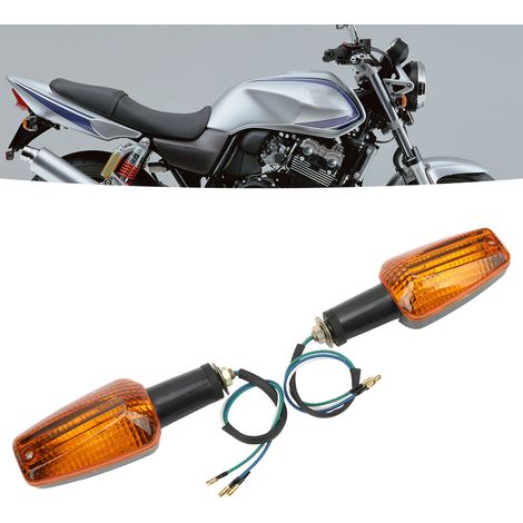 Motorradblinker, links und rechts, kompatibel mit Honda CB400 2002-2008, schwarz und gelb. (1/5)