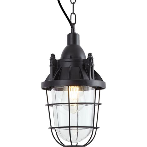 QAZQA Lampada a sospensione industriale nera - Cabin