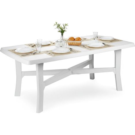 Dmora Rechteckiger Gartentisch, Made in Italy, 180x100x72 cm, Farbe Weiß