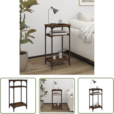 The Living Store Beistelltisch Räuchereiche 40x30x75 cm Holzwerkstoff - Industrieller Stil - Beistelltisch - Couchtisch - Wohnzimmerstil - Holzwerkstoffmöbel (1/5)