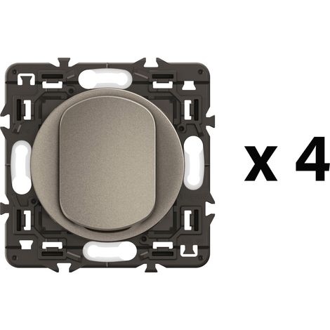 Lot 4 interrupteurs ou-va-et-vient Céliane 10AX enjoliveurs Titanium et supports (CL7001) (1/2)