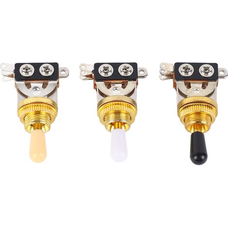 3 Interrupteurs à 3 Positions pour Guitare Électrique, Style Strat, avec Boutons Noir Blanc Crème, Montage Droit Court (1/5)