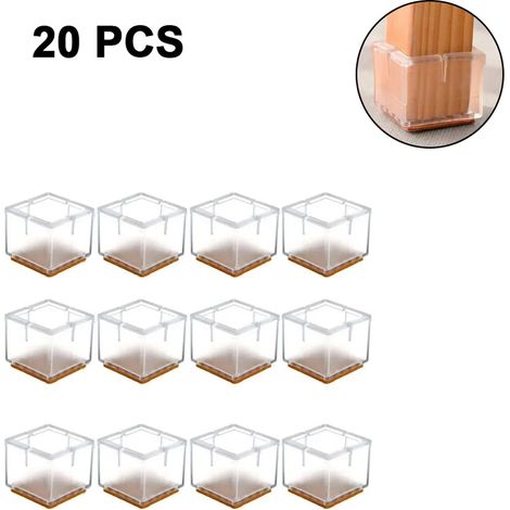 20 unidades 30-35 mm Tapones para patas de silla Deslizadores de muebles Pies de goma Protectores de suelo - Silicona Transparente (1/5)