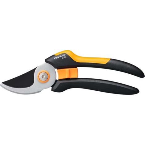 FISKARS Bypass-Gartenschere M, Solid, Edelstahl-Klingen, Länge: 20,1 cm, Schwarz/Orange