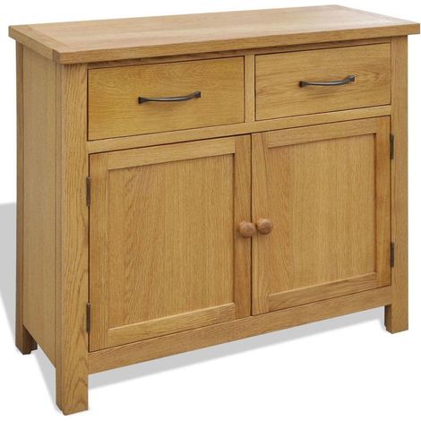 Buffet bahut armoire console meuble de rangement 90 cm bois de chêne massif