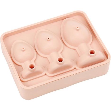 Eiswürfelform in Form eines Analplugs, lustige Silikonform für selbstgemachte Kuchen, Pralinen und Bonbons (rosa)
