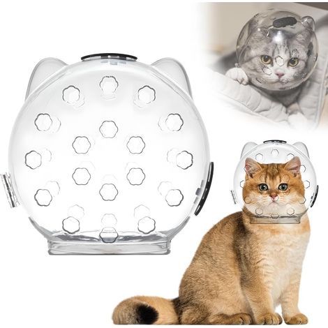 Cat Grooming Mask with Anti-Bite, 2026 New Cat Muzzle for Grooming Mouth Cover Breathable Hood, Transparent Cats Astronaut Helmet for Bath Nail Trimmi (1/4)