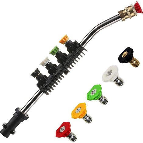 Lance Rallonge pour Kärcher K-série K2 K3 K4 K5 K6 K7 Nettoyeur Haute Pression, 280Bar Lance de Rechange avec 5 Buses de Lavage à Jet, Accessoire de Pistolet de Haute Pression pour Lavage de Voiture (1/5)