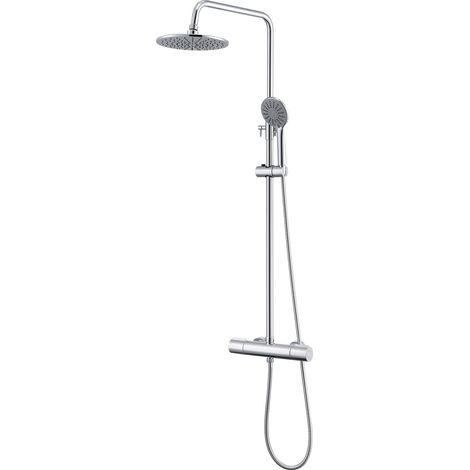 Auralum Colonna Doccia Termostatico con Miscelatore, Altezza regolabile 84-121 cm, set doccia con Soffione Doccia 22,5cm e Doccetta 3 Modi di Spruzzo. (1/5)