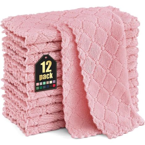 Mikrofaser Reinigungstücher 12 Stück Waschbar Putzlappen Weiche Fusselfrei 25x25 (1/5)