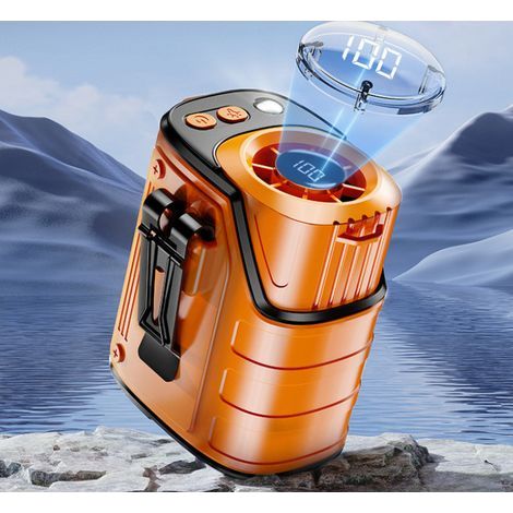 Ventilatore portatile ricaricabile 3 in 1 per vita e collo con 100 livelli di velocità e torcia LED integrata, ideale per il campeggio. (1/5)