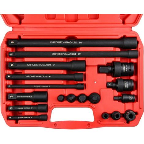 Kit 18 Pezzi Prese Barra Prolunga di estensione + adattatori da 1/4" 3/8" 1/2" (1/4)