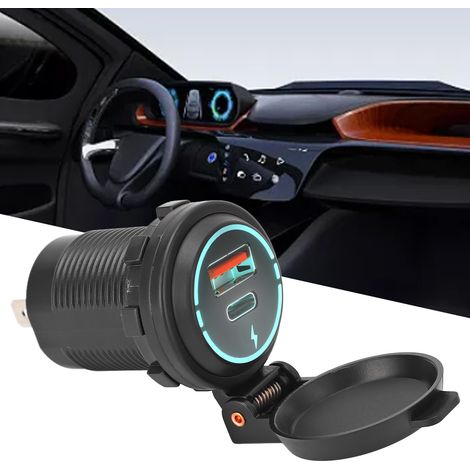 12-V-USB-Schnellladegerät mit PD-Zigarettenanzünderstecker und QC-3.0-USB-Ladeanschluss für Motorräder, Boote, Wohnmobile und Quads. Wasserdichter Stromanschluss für schnelles Laden. (1/5)