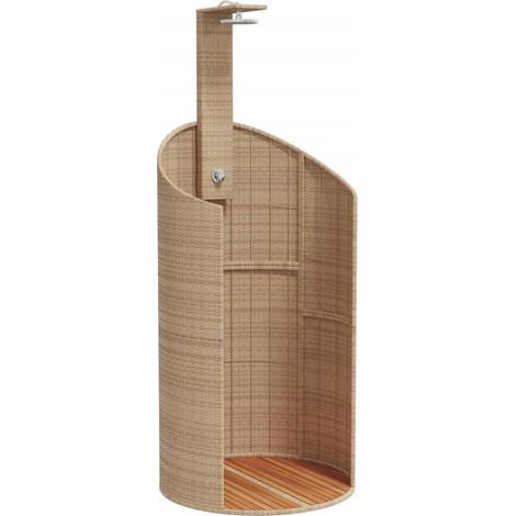 Maison Exclusive - Doccia Esterno Beige 100x100x241,5 cm Polyrattan e Legno Acacia