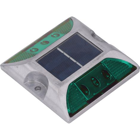 Borne lumineuse solaire en alliage d'aluminium moulé pour allée, marche, trottoir, escalier extérieur, étanche IP68, signalisation routière verte (1/5)