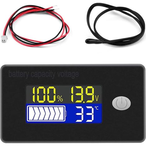 12V Battery Capacity Indicator LCD Display Voltmeter Temperature Tester for Li-ion LiFePO4 Lead (1/5)