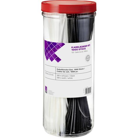 TRU COMPONENTS 1566535 28530c209 Fascetta per cavi 200 mm 2.50 mm Nero, Naturale 1000 pz.