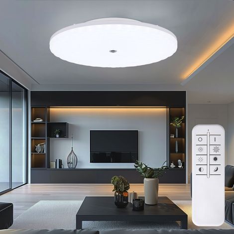 Plafoniera LED telecomando luce soggiorno lampada da soffitto bianca diurna dimmerabile, CCT, 36W 2400Lm bianco caldo/freddo, DxH 48,5x10 cm