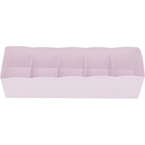 Range-cube de rangement en plastique rose 5 compartiments pour soutiens-gorge, chaussettes et sous-vêtements (1/5)