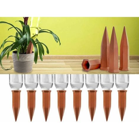 Kit Arrosage Goutte à Goutte - 8 Pièces - Pour Bouteille en Verre ou Plastique - Adaptateur Universel pour Jardin Intérieur Extérieur - 4,8 x 4,8 x 17,4 cm