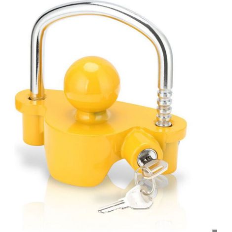 Antivol Remorque - Attelage 50 mm - Boîte De Sécurité Pour Remorque Caravane Semi-Remorque - Jaune Argent - 1 Pièce (1/5)