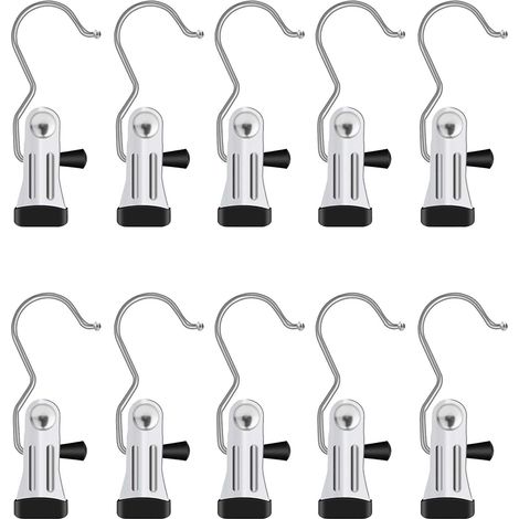 Patères murales pour vêtements, crochets pour porte-manteaux, fixation murale pour salle de bain ou cuisine : 10 crochets noirs + 20 vis (1/5)