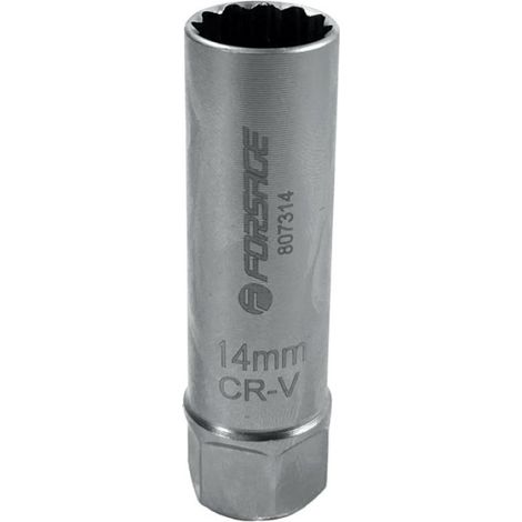 Douille À Bougie - 14 mm - 3/8" Carré - 12 Pans - Acier Chrome-Vanadium - Pour Changement Bougies Moteur - 1 Pièce