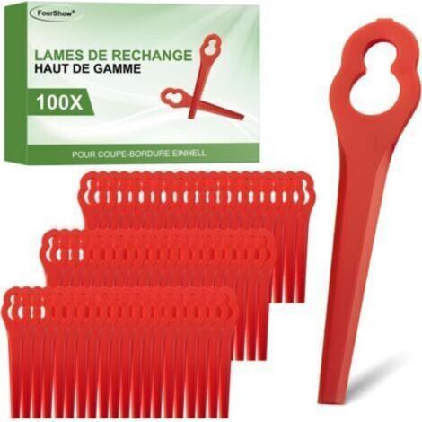 100Pcs PA6 Lames compatible pour Einhell Coupe-Bordures GE-CT 18 Li, GC-CT 18/24 Li, BG-CT 18 Li, RG-CT 18 Li,Lames de Rechange Plastique compatible pour Einhell sans Fil (1/5)