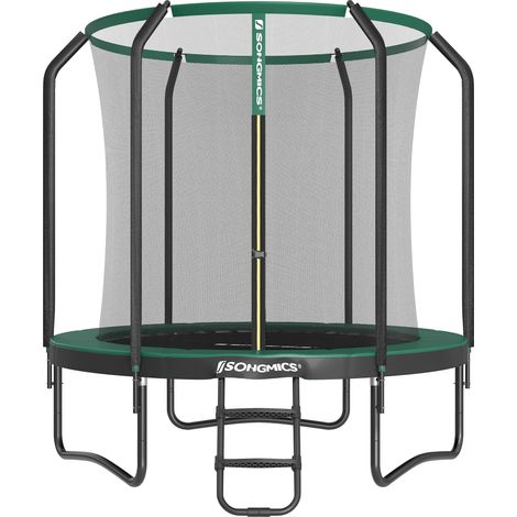 SONGMICS Trampoline pour Enfant, Ø244 cm, Filet de Protection, Coussin de Sécurité, Échelle, Cadre en Acier, vert (1/4)