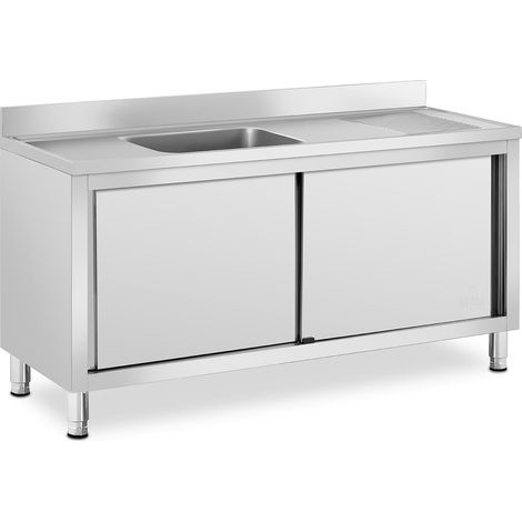Plonge inox sur meuble 1 bac acier inoxydable 500 x 400 x 240 mm professionnelle (1/5)