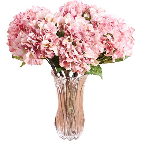 Bouquet D'Hortensias Artificiels - Fleurs En Soie Rose Pâle - Décoration Mariage Et Maison - Lot De 1 (1/3)