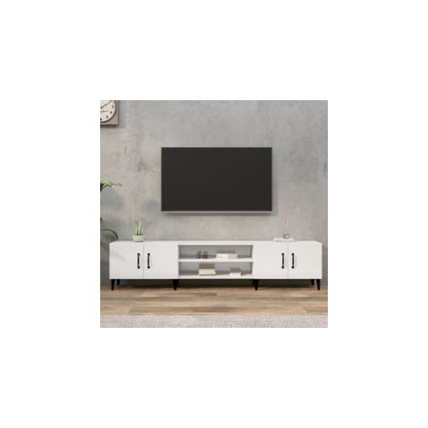 Meuble TV blanc brillant 180x31,5x40 bois d'ingénierie (1/5)