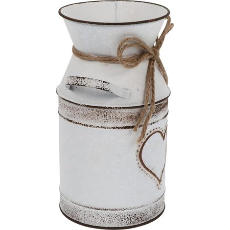 Vase à Fleurs en Fer Blanc de Cœur pour Décoration Maison, Centre de Table Rustique Chic, pour Fleurs Naturelles ou Artificielles, Présent de Pendaison de Crémaillère (1/5)