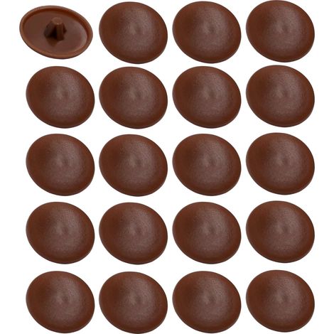 20x Cache vis en plastique cruciforme 11,5mm Pozidriv pz2 capuchon protection meuble universel, marron chêne foncé (1/3)