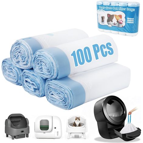 100 Cat Toilet Bags with Drawstrings, 64 x 40 cm (1/5)