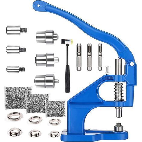 Eyelet press, 3 dies (6, 10, 12mm), 1500 eyelets, manual tool for leather and textiles (1/5)