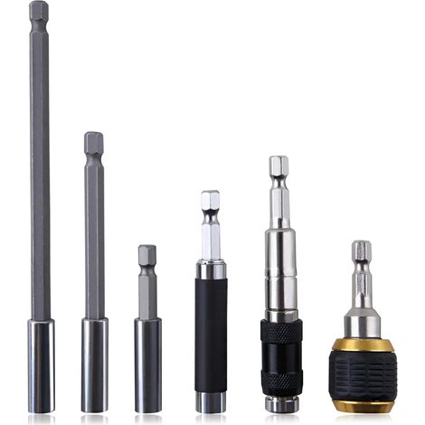 6PCS porte-embout magnétique 1/4" Hex Shank porte-embout magnétique Flexible porte-embout pivotant magnétique rallonge de barre pour perceuse tournevis électrique Impact Driver (1/5)