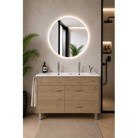 Meuble de salle de bain avec vasque ORIGENBATH SAMOS sans miroir 120x45 cm double vasque estepa (1/5)