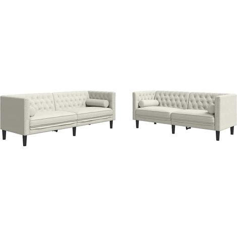 Maison Exclusive - Set Divani Chesterfield 2pz con Cuscini Crema Velluto